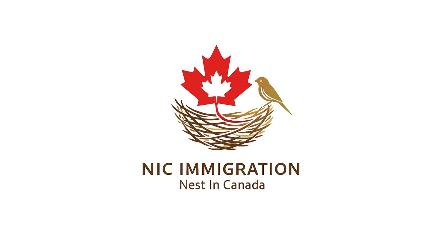 NIC Immigration logo with a red maple leaf, nest, and bird on a white background
